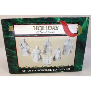 Holiday Traditions Set of Six Porcelain‎ Nativity  Wise Men Mary Joseph Jesus